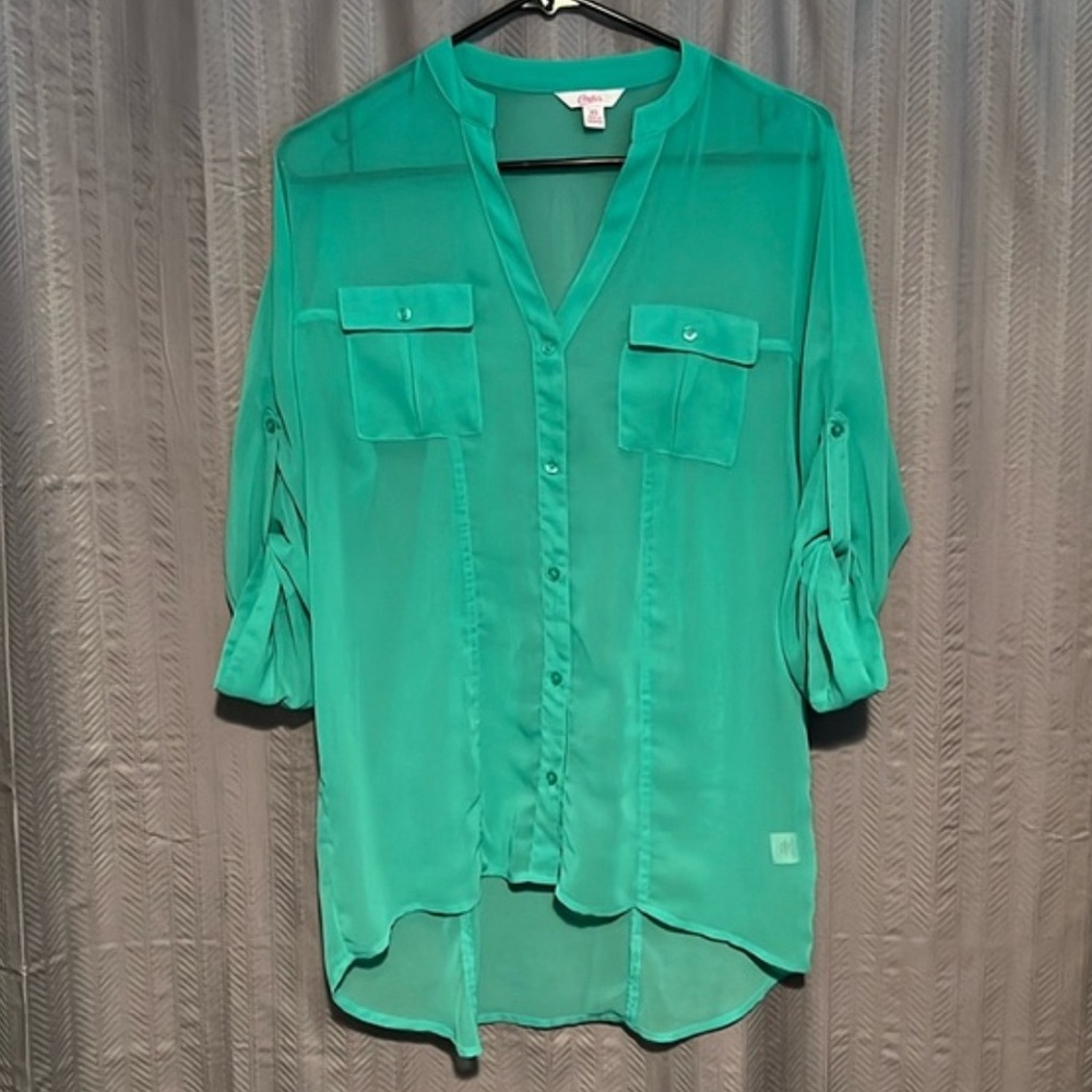 Candie’s Sheer Button Up Blouse